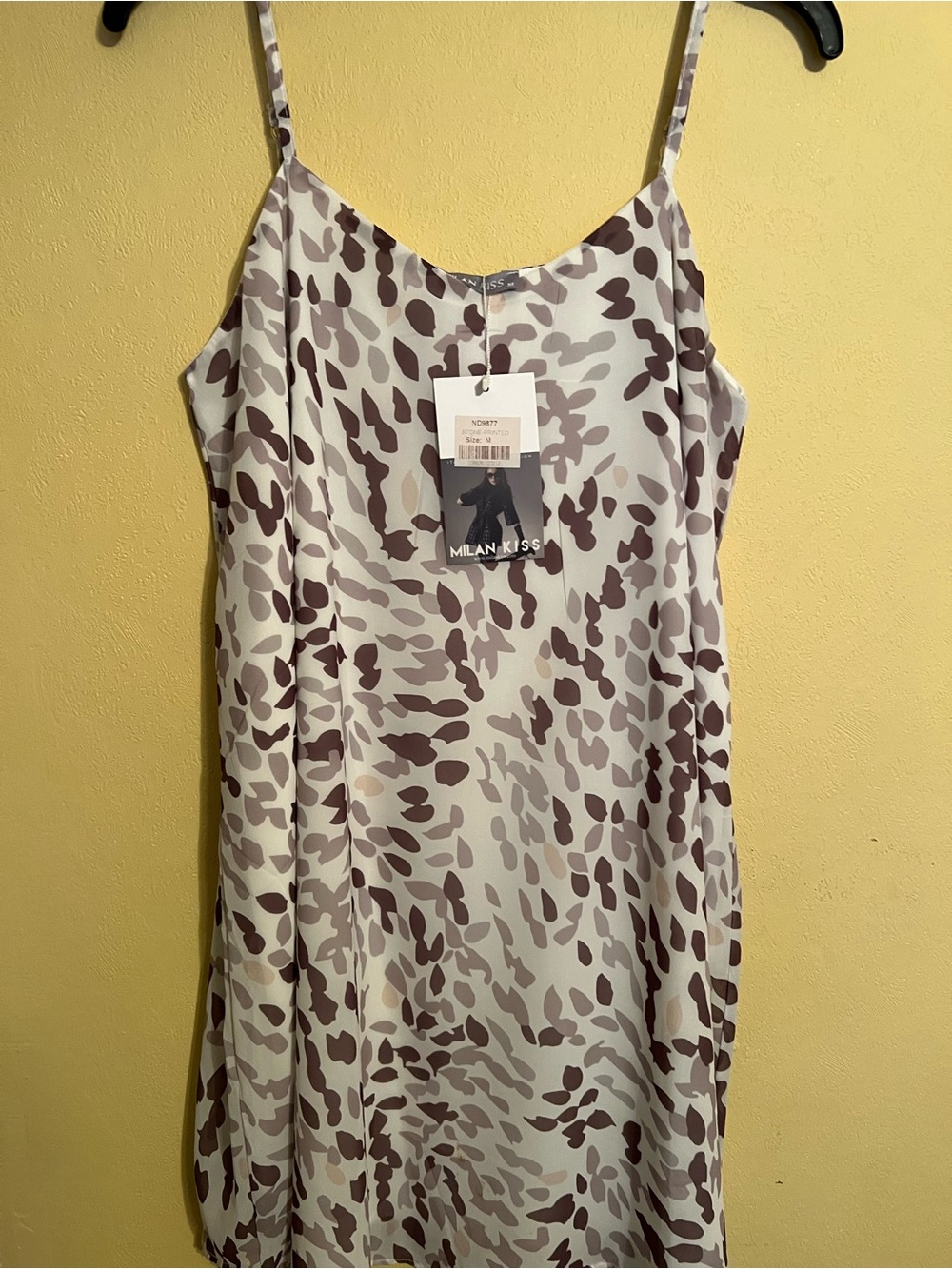 Milan Kiss Cream Animal-Print Slip Mini Dress
